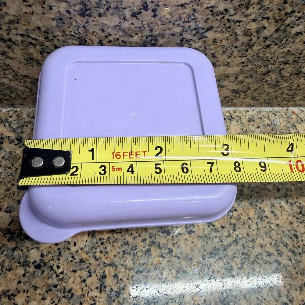 VTG Pottery Barn Kids Purple Snack Container Square Plastic Box w/ Lid Reusable